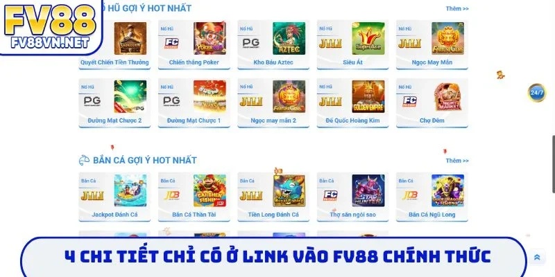 4 chi tiết chỉ có ở link vào FV88 chính thức