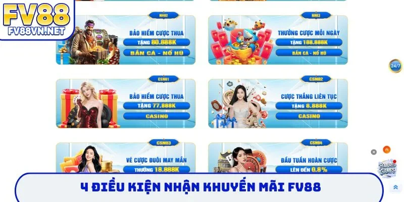 4 điều kiện nhận khuyến mãi FV88