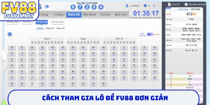Cách tham gia lô đề FV88 đơn giản