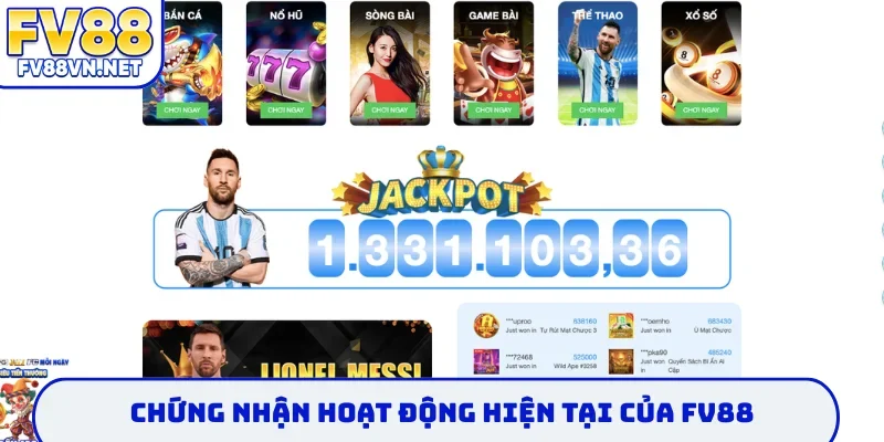 Chứng nhận hoạt động hiện tại của FV88